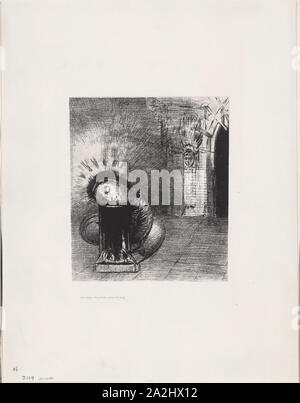 Une chrysalide, la couleur du sang, planche 2 de 6, 1889, Odilon Redon, Français, 1840-1916, France, lithographie en noir sur papier ivoire Chine fixées sur papier vélin ivoire, 219 × 184 mm (image/Chine), 445 × 349 mm (feuille Banque D'Images