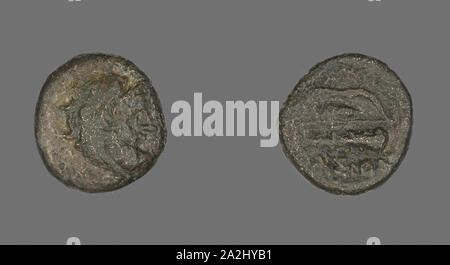 Médaille représentant le Héros Héraclès, environ 280 avant J.-C., le grec, la Grèce antique, Bronze, diam. 1,7 cm, 3,70 g Banque D'Images