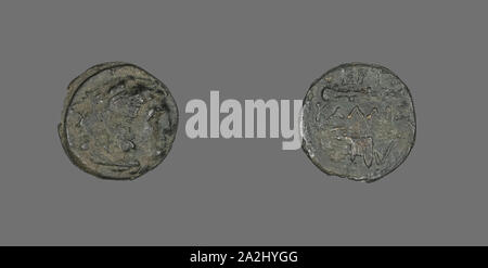 Médaille représentant le Héros Héraclès, 4e siècle avant J.-C., le grec, la Grèce antique, Bronze, diam. 1,5 cm, 3,06 g Banque D'Images