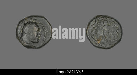 Médaille représentant le Héros Héraclès, environ 133 avant J.-C., le grec, la Grèce antique, Bronze, diam. 1,7 cm, 5,96 g Banque D'Images
