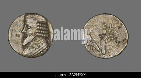 Tetradrachme (Coin) représentant le roi Gotarzes, AD, 40/51, l'Iran parthe, argent, diam. 2,6 cm, 10,43 g Banque D'Images