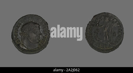Follis (Coin) représentant l'Empereur Licinius, AD 313, Romain, frappées en Héraclée, Empire romain, Bronze, diam. 2,5 cm, 3,92 g Banque D'Images