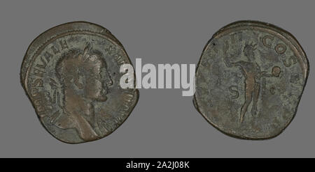 Sesterce (Coin) représentant l'Empereur Severus Alexander, AD 230, Romain, frappées à Rome, l'Empire romain, Bronze, diam. 3.1 cm, 19,58 g Banque D'Images