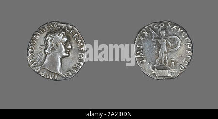 Denier (pièce de monnaie) représentant l'empereur Domitien, AD 91, Roman, frappé à Rome, l'Empire romain, argent, diam. 1,8 cm, 2,80 g Banque D'Images