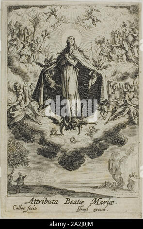 La glorification de la Vierge, de la vie de la Vierge, n.d., Jacques Callot, Français, 1592-1635, France, Eau-forte sur papier, 63 × 43 mm (image), 68 × 44,5 mm (plaque), 71 × 47 mm (feuille Banque D'Images