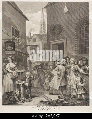 Midi, la plaque deux des quatre moments de la journée, mai 1738, William Hogarth, anglais, 1697-1764, l'Angleterre, la gravure en noir sur papier vergé ivoire, 450 × 380 mm (image), 488 × 402 mm (plaque), 660 × 497 mm (feuille Banque D'Images