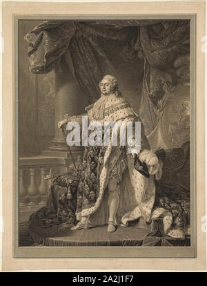 Louis XVI, 1790, Charles Clément Bervic (Français, 1756-1822), après Antoine François Callet (Français, 1741-1823), la France, gravure sur papier, 634 × 480 mm (image), 750 × 570 mm (feuille Banque D'Images