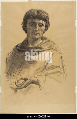 La figure centrale, de l'étude de la vie de Saint Louis, Roi de France, ch. 1878, Alexandre Cabanel, Français, 1823-1889, France, charbon, avec dessouchage, tan sur papier vélin, 488 × 327 mm Banque D'Images