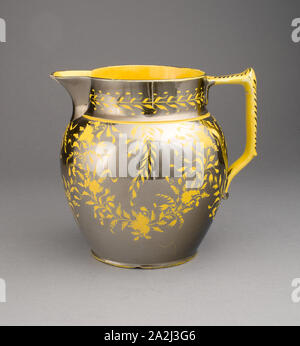 Pitcher, 1810/20, l'Angleterre, Staffordshire, Staffordshire, plomb-faïence avec décoration lustre, H. 16,5 cm (6 1/2 po Banque D'Images