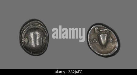 Drachme (monnaie) représentant un bouclier, 5ème/4ème siècle avant J.-C., le grec, Thèbes, argent, diam. 2.2 cm, 11,85 g Banque D'Images