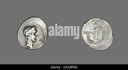 Denier (pièce de monnaie) représentant Jules César, 43 BC, Roman, frappé à Rome, Italie, argent, diam. 2,1 cm, 3,66 g Banque D'Images