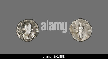 Denier (pièce de monnaie) représentant l'Impératrice Faustine l'Aîné, AD 141, romaine, Milan, argent, diam. 1,8 cm, 2,80 g Banque D'Images
