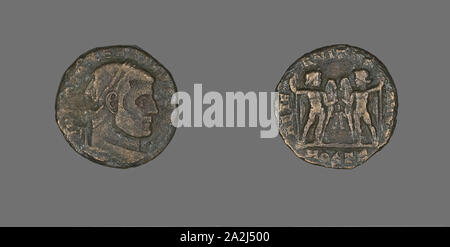 Médaille représentant l'empereur Maxence, AD 306/312, Romain, Empire romain, Bronze, diam. 2,2 cm, 5,31 g Banque D'Images