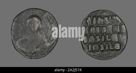 Follis Anonyme (Coin), AD 976/1028, attribuées à Basile II et Constantin VIII, byzantine, Istanbul, Bronze, diam. 3 cm, 12,16 g Banque D'Images