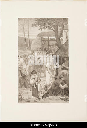 La vie pastorale de saint Geneviève (panneau de droite), ch. 1888, Georges-William Thornley (Français, 1857-1935), d'après Pierre Puvis de Chavannes (1824-1898), Français, France, Lithographie sur papier, 499 × 299 mm (image), 703 × 504 mm (feuille Banque D'Images