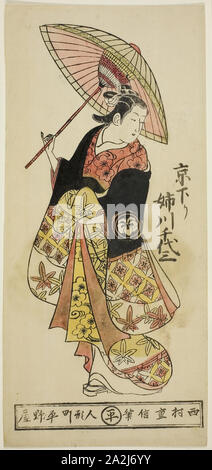 L'acteur de Chiyosaburo Anegawa, 1734 Kyoto, Nishimura Okuma, Japonais, active c. 1723-47, le Japon, à la main, gravure sur bois, hosoban, l'urushi-e, 13 1/4 x 6 1/8 in Banque D'Images