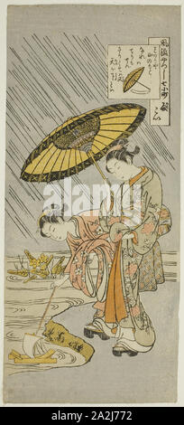 Ono no Komachi priant pour la Pluie (Amagoi), de la série Les sept aspects de la mode Komachi (Furyu yatsushi nana Komachi), c. début des années 1760, Suzuki Harunobu 鈴木 春信, japonais, 1725 ( ?)-1770, le Japon, la couleur, estampe hosoban, 31,4 x 13,8 cm (12 1/2 x 5 1/2 po Banque D'Images