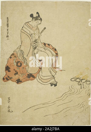 Jeune homme assis sur un Bœuf, 1765, Shichu, Japonais, 18e siècle, le Japon, la couleur, estampe chuban, 10 1/2 x 7 1/2 po Banque D'Images