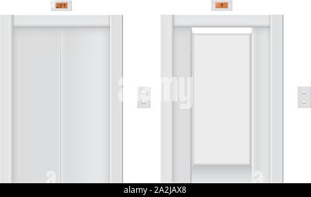 Portes de l'ascenseur, ouvert et fermé Illustration de Vecteur