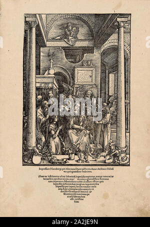 La glorification de la Vierge, de la vie de la Vierge, ch. 1502, publié 1511, Albrecht Dürer, allemand, 1471-1528, l'Allemagne, gravure sur bois en noir sur papier vergé beige, 301 x 211 mm (image), 433 x 303 mm (feuille Banque D'Images