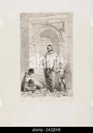 Famille marocaine, 1862, Mariano José María Bernardo Fortuny y Carbó, Espagnol, 1838-1874, l'Espagne, de gravure sur papier, 236 x 140 mm Banque D'Images