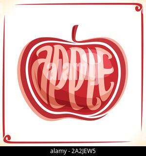 Logo Vector pour pomme rouge, étiquette avec un fruit entier pour l'ensemble de jus de fruits frais ou des bonbons, étiquette de prix avec pour mot d'origine de la police inscrit dans apple fr Illustration de Vecteur
