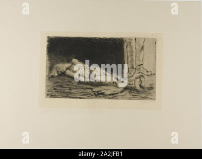 À partir de la plaque de l'Assommoir (woman lying on floor), 1878, Gaston La Touche, Français, 1854-1913, France, pointe sèche et la plaque sur ton papier vergé ivoire, 123 × 219 mm (image), 159 × 239 mm (plaque), 295 × 403 mm (feuille Banque D'Images