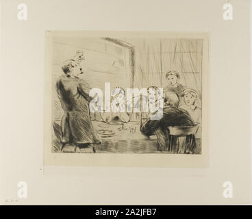 À partir de la plaque de l'Assommoir (l'homme de proposer un toast à table avec 5 autres personnes), 1878, Gaston La Touche, Français, 1854-1913, France, pointe sèche et la plaque sur ton papier vergé ivoire, 183 × 238 mm (image), 228 × 257 mm (plaque), 325 × 397 mm (feuille Banque D'Images