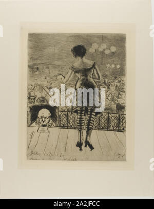 À partir de la plaque de l'Assommoir (chanteur sur scène avec prompteur), 1878, Gaston La Touche, Français, 1854-1913, France, pointe sèche et la plaque sur ton papier vergé ivoire, 264 × 205 mm (image), 290 × 232 mm (plaque), 407 × 317 mm (feuille Banque D'Images