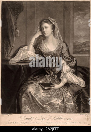 Emily, comtesse de Kildare, 1754, James Charles Lefrançois (Irlandais), ch. 1710-1765), d'après sir Joshua Reynolds (anglais, 1723-1792), l'Irlande, gravure en noir sur papier vergé crème, 315 x 248 mm (image), 350 x 250 mm (plaque), 356 x 256 mm (feuille Banque D'Images