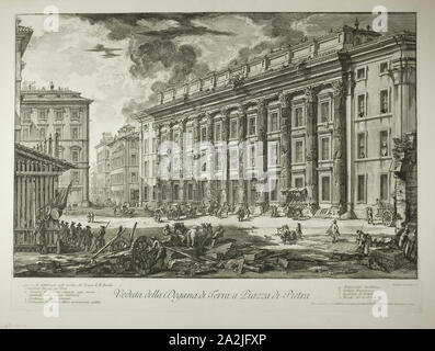 Vue de la Maison de la douane dans la Piazza di Pietra, qui a été construit dans les ruines du temple de Marcus Aurelius Antoninus Pius dans son Forum, à partir des vues de Rome, 1750/59, Giovanni Battista Piranesi, italien, 1720-1778, l'Italie, l'eau-forte sur papier vergé ivoire, 395 x 599 mm (image), 400 x 604 mm (plaque), 491 x 638 mm (feuille Banque D'Images