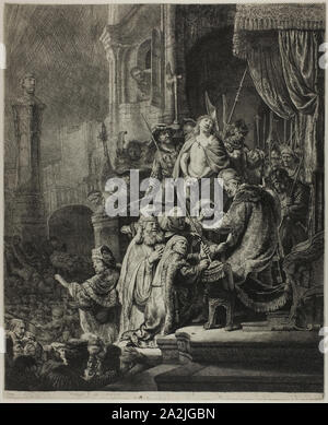 Le Christ devant Pilate : Grande Plaque, 1635, Rembrandt van Rijn, néerlandais, 1606-1669, de Hollande, de gravure sur papier, 543 x 449 mm (image);552 x 449 mm (plaque);556 x 455 mm (feuille Banque D'Images