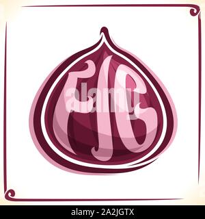 Logo Vector pour purple Fig, avec l'étiquette de l'un ensemble tiré des fruits pour paquet de jus frais ou en confiture, étiquette de prix avec pour mot d'origine de la police fig inscrit Illustration de Vecteur