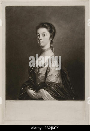 Lady Elizabeth Montagu, 1756, James Charles Lefrançois (Irlandais), ch. 1728-1765), d'après sir Joshua Reynolds (anglais, 1723-1792), l'Irlande, manière noire sur papier vergé ivoire Banque D'Images