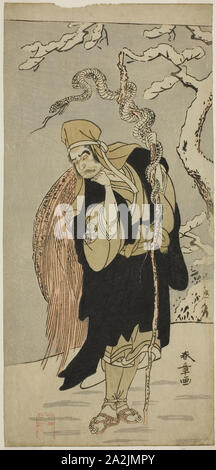 L'Acteur Ichimura Uzaemon IX comme aza-maru dans la pièce yui Date Kanoko-zome Soga, effectuée à l'Ichimura Theatre dans le premier mois, 1774, ch. 1774 勝川 春章, Katsukawa Shunsho, Japonais, 1726-1792, le Japon, la couleur, estampe hosoban, 31 x 14,6 cm (12 3/16 x 5 3/4 in Banque D'Images