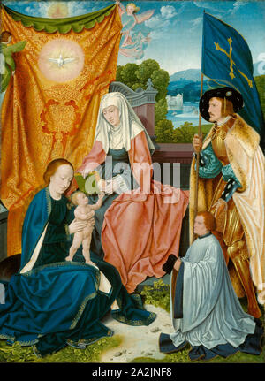 Vierge à l'Enfant avec sainte Anne, Saint Gereon, et un donateur, ch. 1520, Bartholomäus Bruyn l'ancien, l'allemand, l'c. L'Allemagne, 1493-1555, huile sur panneau, 30 × 22 7/8 13/16 in. (78,4 × 57,9 cm Banque D'Images