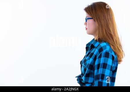 Voir le profil de belle jeune femme hipster Asiatique Banque D'Images