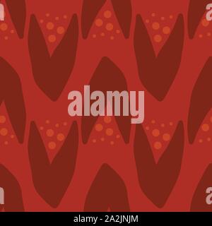 Modèle sans couture contemporaine avec des formes géométriques abstraites et feuilles florales. Style moderne collage fleur fond rouge. Conception pour un motif de surface Illustration de Vecteur