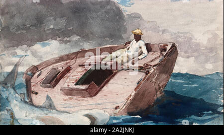 Le Gulf Stream, probablement 1899, datée par l'artiste 1889, Winslow Homer, Américain, 1836-1910, United States, Transparent, avec des touches d'aquarelle aquarelle opaque et traces de blot, sur mine, sur modérément épaisse, modérément texturée, vélin ivoire (bord inférieur découpés), 288 x 509 mm Banque D'Images