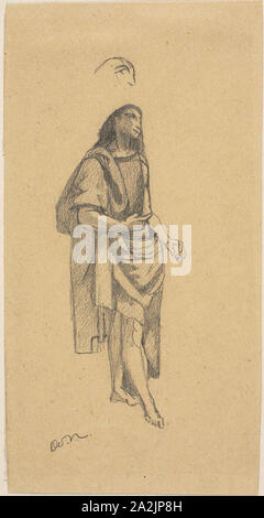 Saint Jean le Baptiste, avec un dessin de tête, s.d., Odilon Redon (Français, 1840-1916), après Raffaello Sanzio, appelé Raphael (italien, 1483-1520), l'Italie, graphite sur papier vélin beige, 159 x 83 mm Banque D'Images