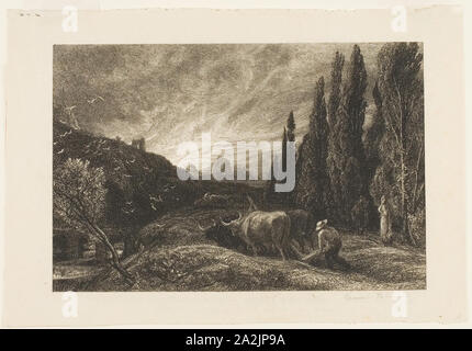 Le début de Plowman, ch. 1861, Samuel Palmer, anglais, 1805-1881, Angleterre, gravure sur papier, 131 × 198 mm (image), 168 × 244 mm (feuille Banque D'Images