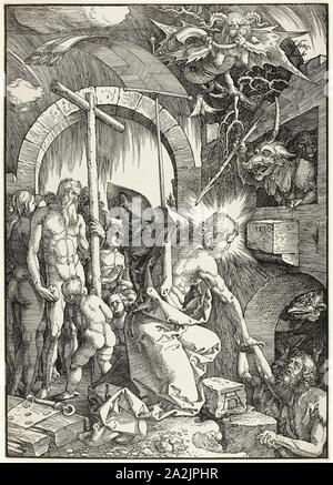 Les terribles de l'enfer, le Christ dans les limbes, la plaque neuf de la grande passion, 1510, Albrecht Dürer, allemand, 1471-1528, l'Allemagne, gravure sur bois en noir sur papier vergé ivoire, 402 x 287 mm Banque D'Images