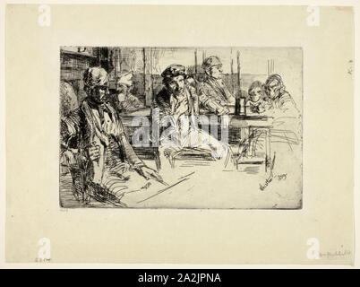 Longshore Hommes, 1859, James McNeill Whistler, Américain, 1834-1903, United States, pointe sèche en noir sur papier Japon crème, 152 x 228 mm (image/plaque), 242 x 326 mm (feuille Banque D'Images