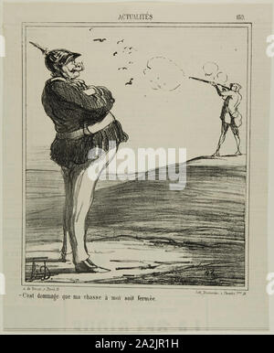 -C'est dommage que je n'ai pas le droit à la chasse, à partir de 180 plaques Actualitiés de 1867, Honoré Daumier Victorin, Français, 1808-1879, France, lithographie en noir sur vélin chamois, avec verso typogravure, 232 × 197 mm (image), 292 × 237 mm (feuille Banque D'Images