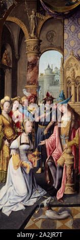 Le roi Salomon recevant la reine de Saba, 1515/20, Anvers (Maître maniériste de l'adoration d'Anvers Groupe), Belgique, Russisch, huile sur panneau, transférées sur toile, 73,2 × 27,7 cm (28 7/8 x 10 3/4 in Banque D'Images