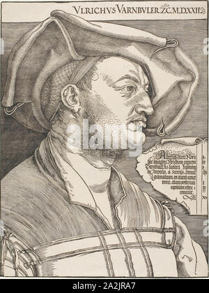 Portrait d'Ulrich Varnbüler, 1522, Albrecht Dürer, allemand, 1471-1528, l'Allemagne, gravure sur bois en noir sur papier vergé ivoire, 433 x 327 mm Banque D'Images