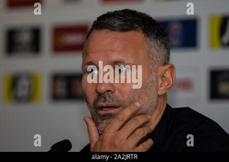 Barry, Pays de Galles, Royaume-Uni. 3 octobre, 2019. Ryan Giggs annonce son squad gallois pour l'UEFA Euro 2020 contre la Slovaquie et Croatie qualificatifs. Lewis Mitchell/YCPD/Alamy Live News. Banque D'Images
