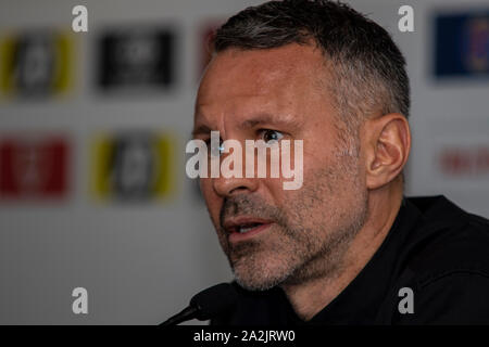 Barry, Pays de Galles, Royaume-Uni. 3 octobre, 2019. Ryan Giggs annonce son squad gallois pour l'UEFA Euro 2020 contre la Slovaquie et Croatie qualificatifs. Lewis Mitchell/YCPD/Alamy Live News. Banque D'Images