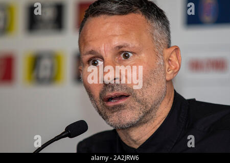 Barry, Pays de Galles, Royaume-Uni. 3 octobre, 2019. Ryan Giggs annonce son squad gallois pour l'UEFA Euro 2020 contre la Slovaquie et Croatie qualificatifs. Lewis Mitchell/YCPD/Alamy Live News. Banque D'Images