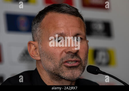 Barry, Pays de Galles, Royaume-Uni. 3 octobre, 2019. Ryan Giggs annonce son squad gallois pour l'UEFA Euro 2020 contre la Slovaquie et Croatie qualificatifs. Lewis Mitchell/YCPD/Alamy Live News. Banque D'Images